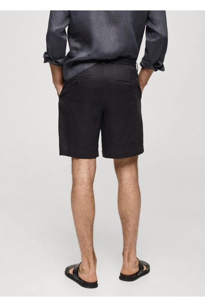 MANGO Man Lněné šortky se stahovací šňůrkou