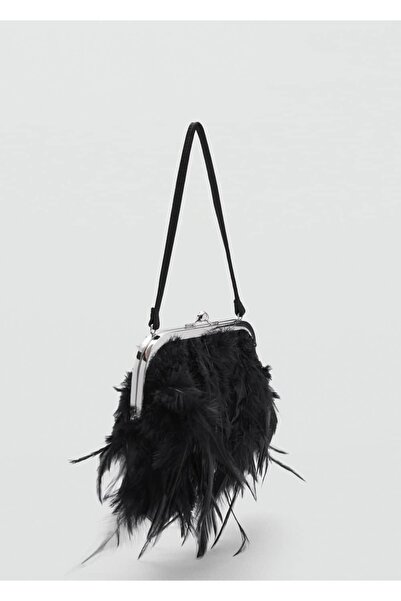 MANGO Woman Short Handle Feather Detailed Bag