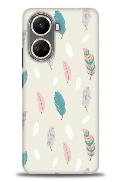 MRCİLETİSİM Realme C55 Case Hd Printed Case - Feathers + Full Screen Protector