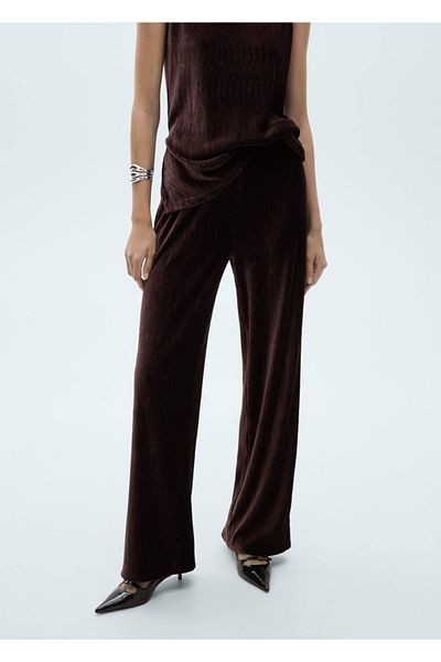 MANGO Woman Straight-cut velvet pants