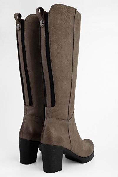 Shoeberry Women's Daen Mink Genuine Suede Leather Heeled Boots