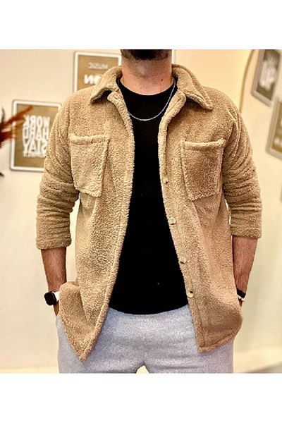exans moda Unisex Slimfit Λούτρινο πουκάμισο με κουμπιά