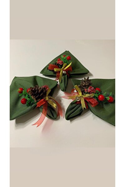 renklidüşler 8'li Yılbaşı Sofrası Peçete Halkası/ Kozalak Peçete Halkası/ Kokina Çiçeği Peçetelik