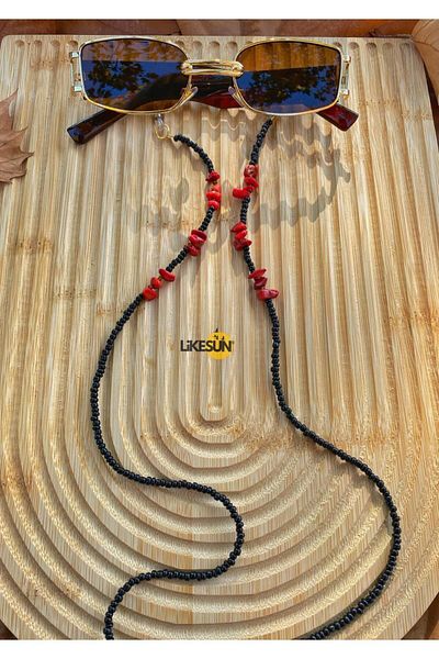 LiKESUN Natural Stone Collection Red Jasper Stone Glasses String Eyewear Accessory Eyeglasses Strap