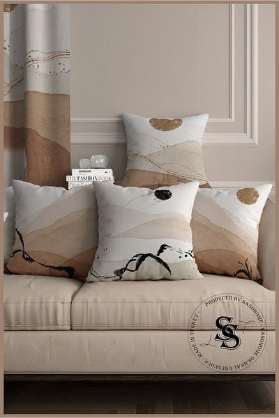 SasoHome Μοτίβο ζωγραφικής Desert Sands με μοτίβο 4 τεμαχίων συνδυασμένο ψηφιακό εμπριμέ κάλυμμα μαξιλαριού