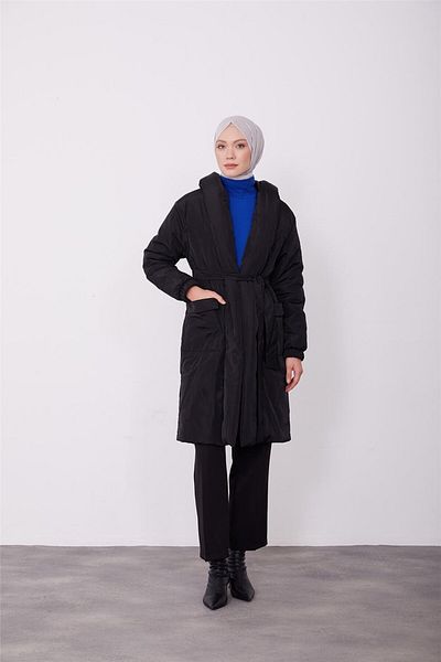 Armine Μαύρο Καπιτονέ Παλτό - 23kd2507 Μοντέλο