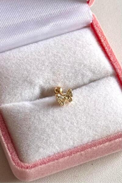 CERENY.CO Taşlı Kurdele Fiyonk Piercing Çelik