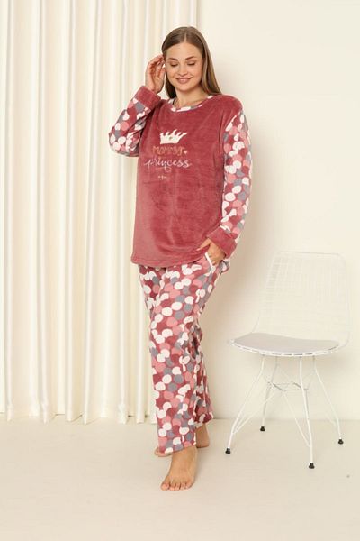 shopshop Women's Well Soft Large Size Fleece Plush Pajama Set-20078
