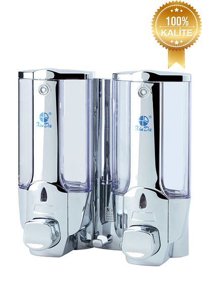 Xinda Set de 2 dozatoare de săpun lichid Abs de 380 ml de culoare cromată