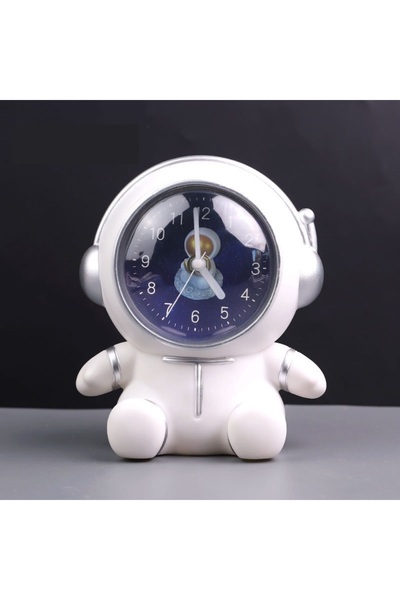 Livava Astronot Masa Saati Ve Kumbara, Beyaz, 17x14,