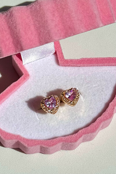 CERENY.CO Mini Pembe Kalpli Küpe Çifti Çelik