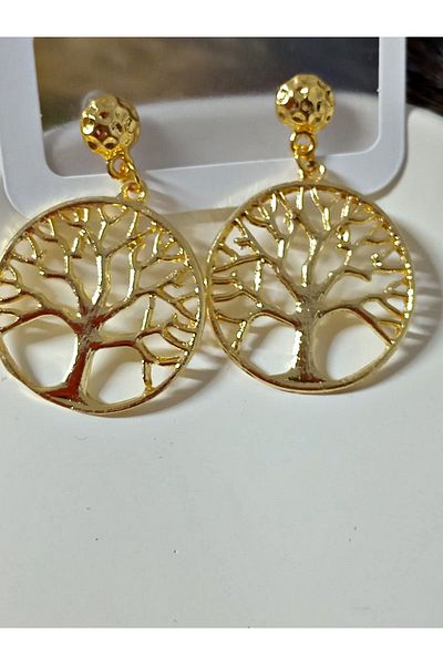 mos&more Gold Tree of Life Dangle Large Women's Earrings