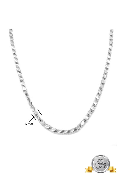 Adal Silver 925 Ayar Gümüş 5 Mm Arpa Pullu Zincir Kolye