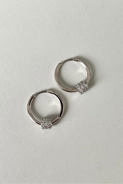 CERENY.CO Taşlı Silindir Eklemeli Küpe Çifti | Çelik