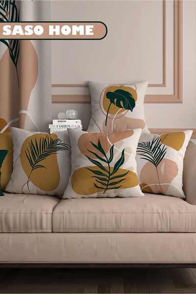 SasoHome Wild Leaves Tropical - (Suitable for Every Seat) 3D Digital Printed Quality Pillow - Throw Pillow Cover
