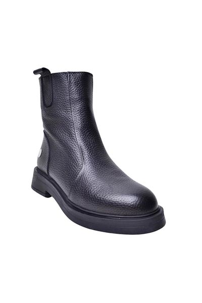 Mammamia D25Kb-1840 Black Skin Leather Printed Women's Boots