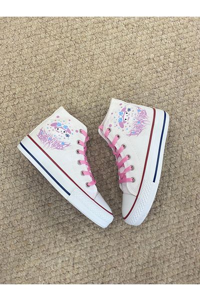 STARYOU STORE Adidași lungi de in alb cu franjuri My Melody