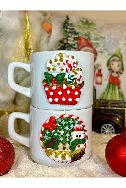 Niveis İkili Kişiye Özel El Yapımı Cupcake & Kardan Adam Motifli Yılbaşı Hedi...