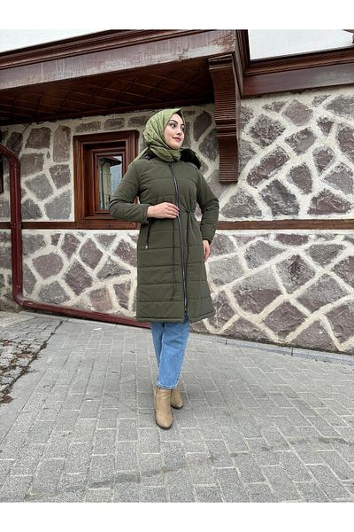 sümeyra Μεσαίο καπιτονέ παλτό με κουκούλα