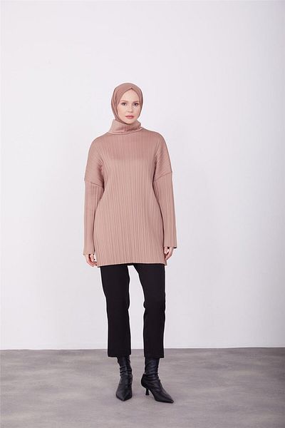 Armine Πλεκτή μπλούζα Latte Colorful Pleated - 23k3217