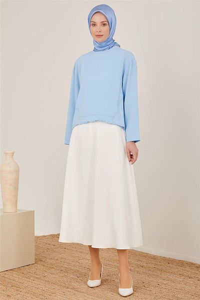 Armine Baby Blue Rib Λεπτομερής Μπλούζα - 23y3306