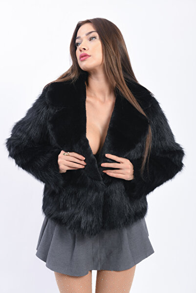 FUREVER FASHION ŞAL YAKA REX TİLKİ SUNİ KÜRK KOMBİN KABAN