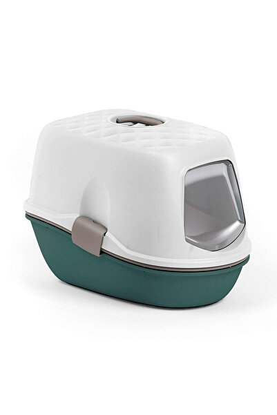 Stefanplast Furba Top Chic Kapalı Elekli Kedi Tuvaleti Beyaz Yeşil
