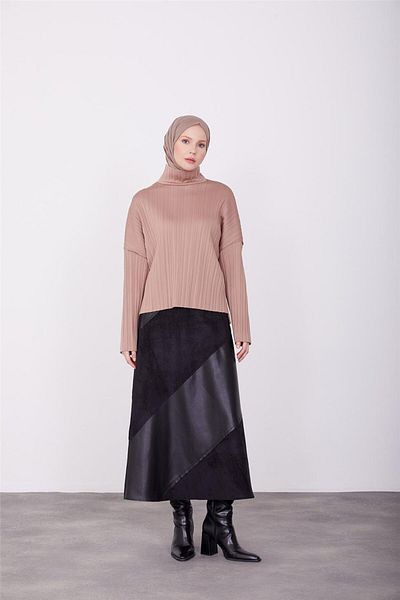 Armine Πλεκτή μπλούζα Latte Color Pleated - 23k3216