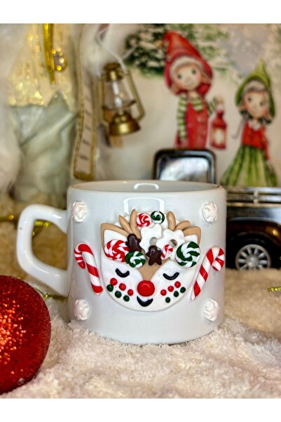 Niveis Kişiye Özel El Yapımı Noel (Ren) Geyiği Motifli Yılbaşı Hediyelik Pors...