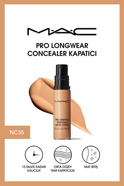 M.A.C 15 Saate Kadar Kalıcı Orta Kapatıcılıkta Göz Altı Kapatıcısı - Pro Longwear Concealer Nc35 - 9ml