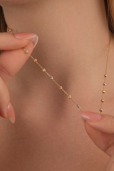 Fiyonk Kuyumculuk 14 Ayar Altın Yarım Tur Dorika Sıralı Kolye