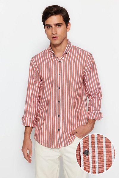 Trendyol Collection Slim Fit-Hemd aus Baumwolle mit Streifenmuster - TMNAW23GO00164