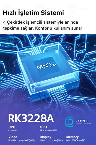 Noriyen Yeni Nesil Ultra HD 4K Android Akıllı TV Box Stick 4 Çekirdek Hızlı İşlemci Smart Tv Medya Oynatıcı