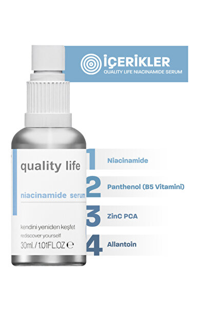 Quality Life 10% Niacinamide Cilt Serumu Gözenek Sıkılaştırıcı 1% ZinC Leke Akne Sivilce Sebum Karşıtı Serum