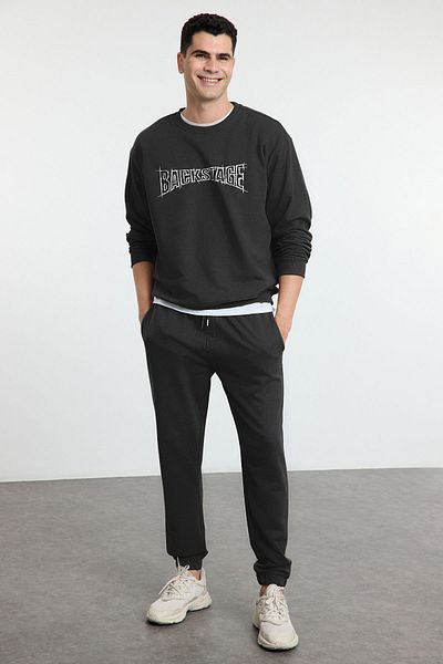 Trendyol Collection Anthracite Color Oversize Σετ αθλητικές φόρμες - Tmnaw25em00009