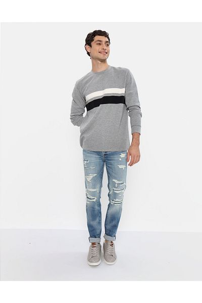 AMERICAN EAGLE Ae Long-Sleeve Striped Thermal T-Shirt