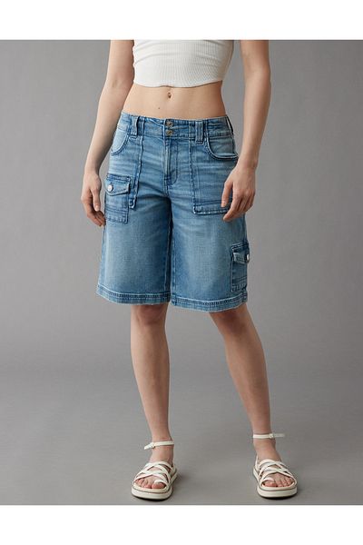 AMERICAN EAGLE Ae Dreamy Drape Low-Rise Baggy Bermuda Cargo Short