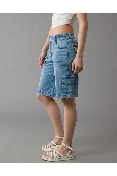 AMERICAN EAGLE Ae Dreamy Drape Low-Rise Baggy Bermuda Cargo Short