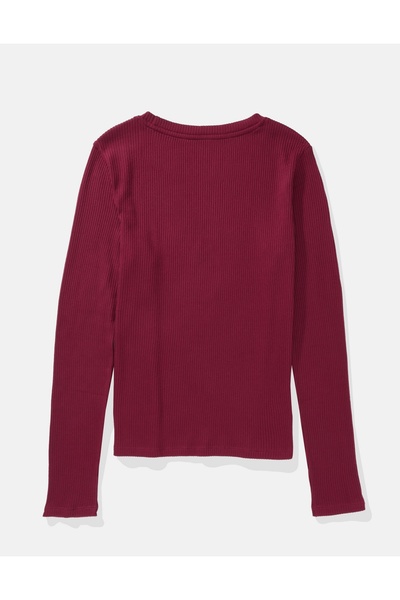 AMERICAN EAGLE Ae Long-Sleeve Crew Neck Plush Tee