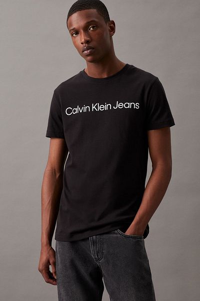 Calvin Klein Ανδρικό λογότυπο από οργανικό βαμβάκι με λαιμόκοψη με κοντό μανίκι μαύρο T-shirt J30j322552-beh