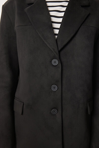 Happiness İstanbul Дамско черно първокласно велурено сако Fn03443