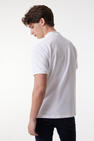 Lee Regular Fit Regular Fit 100% Cotton Men's White Polo Neck T-Shirt