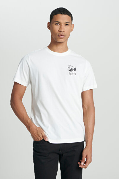 Lee Regular Fit Normal Kesim Bisiklet Yaka %100 Pamuk Erkek Beyaz Sırt Baskılı Tişört