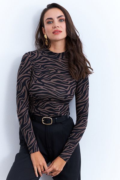 Cool & Sexy Women's Mink-Black Zebra Print Blouse Lpp1275