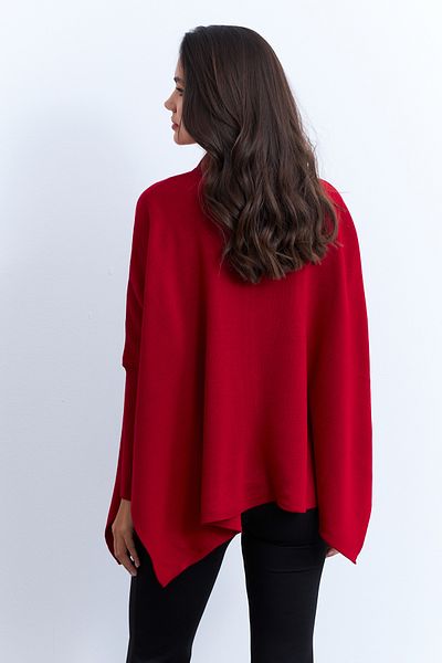 Cool & Modest Women's Red Slit Knitwear Blouse Msmt2262