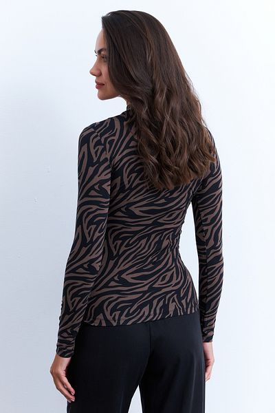 Cool & Sexy Women's Mink-Black Zebra Print Blouse Lpp1275