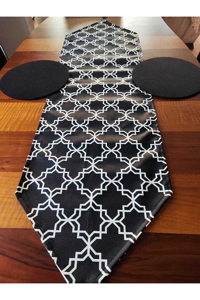 Premier Set negru cu model clasic și set de farfurii din 2 piese
