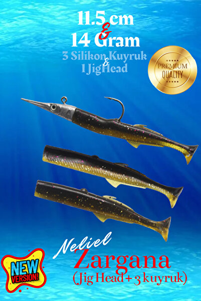 NELİEL 11.5 cm 14 Gr Jig Head Silikon Zargana, Sahte Zargana, Suni Yem, Maket...