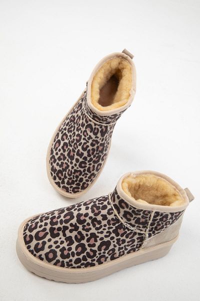 SOHO Beigefarbene Damenstiefel mit Leopardenmuster – Modell Bootie 20026