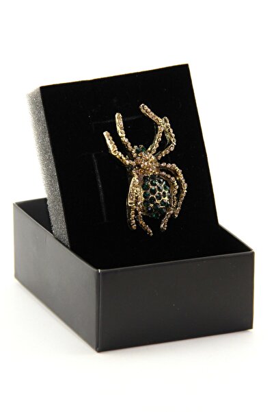 Zaim Aksesuar Yeşil Taşlı Örümcek Broş